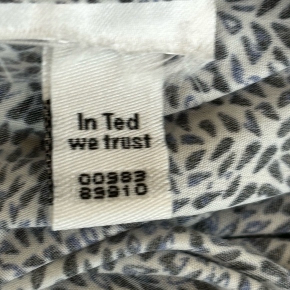 Ted Baker XL EU5 Blue White Printed Button Down Long Sleeve Dress Shirt - Picture 4 of 9